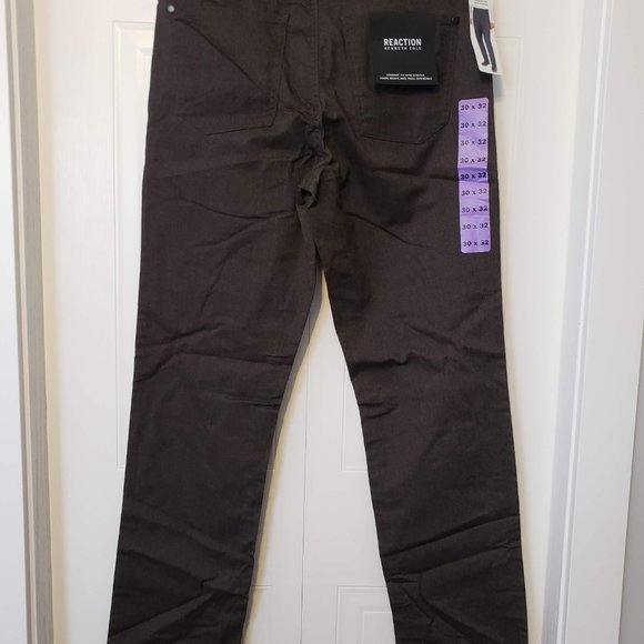 NWT Reaction Kenneth Cole Dark Brown Straight Fit Pants, Size 32 X 30* - Picture 3 of 3